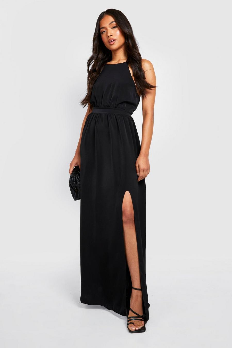 Black Petite Occasion Strappy Open Back Maxi Dress  image number 1
