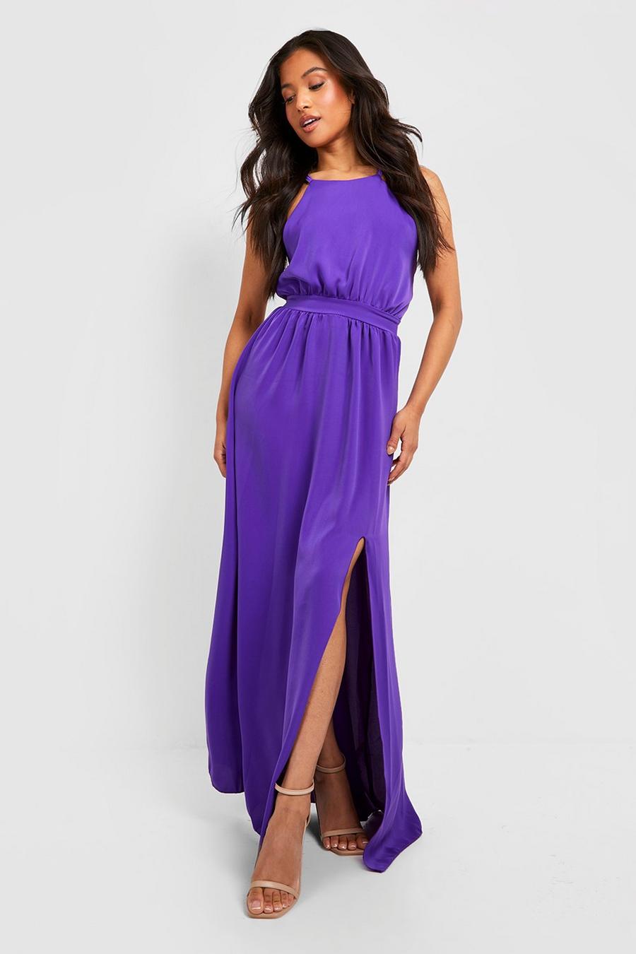Purple Petite Occasion Strappy Open Back Maxi Dress  image number 1