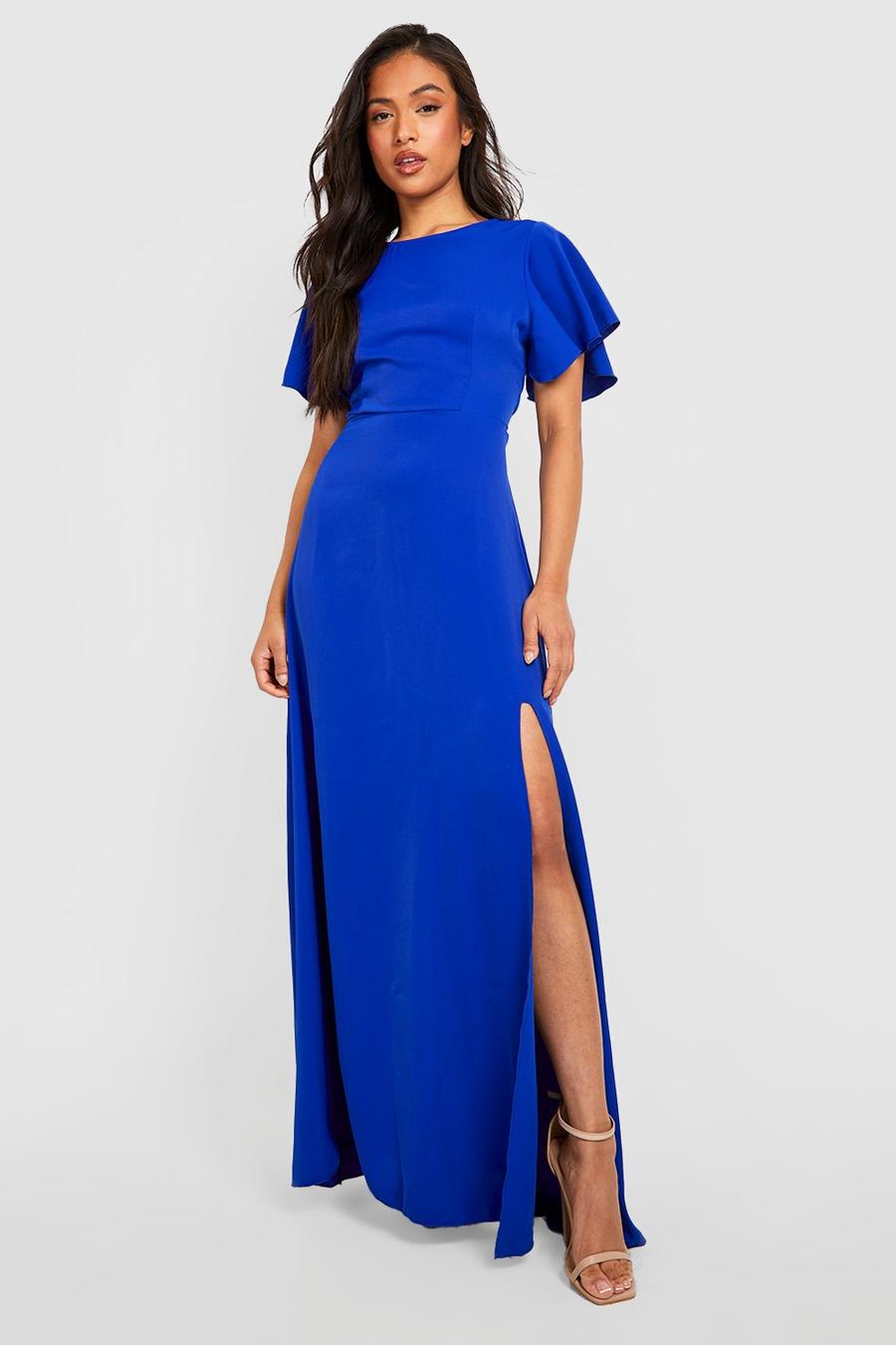 Cobalt blue Petite Open Back Angel Sleeve Maxi Dress image number 1