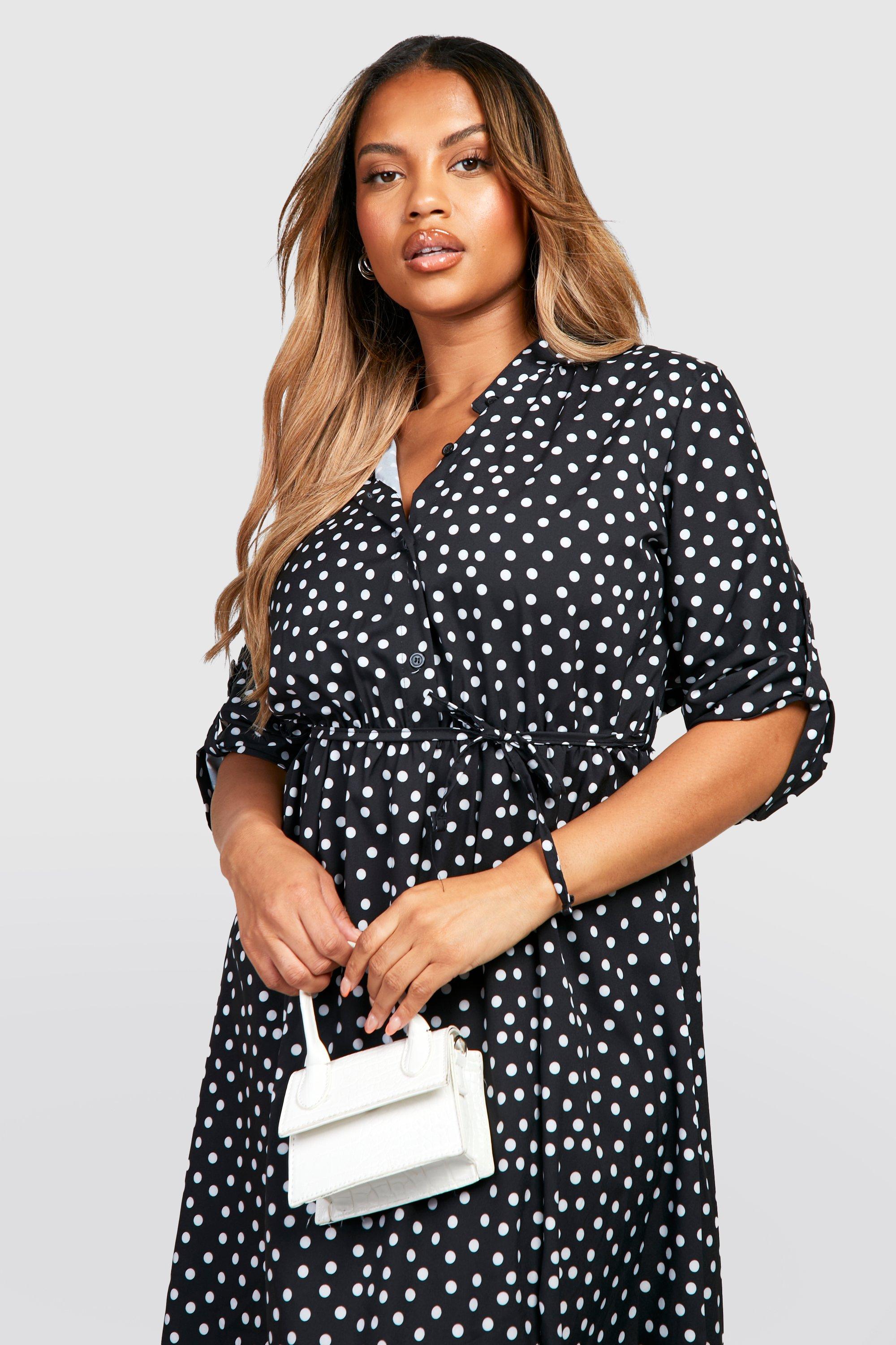 Boohoo polka 2025 dot midi dress