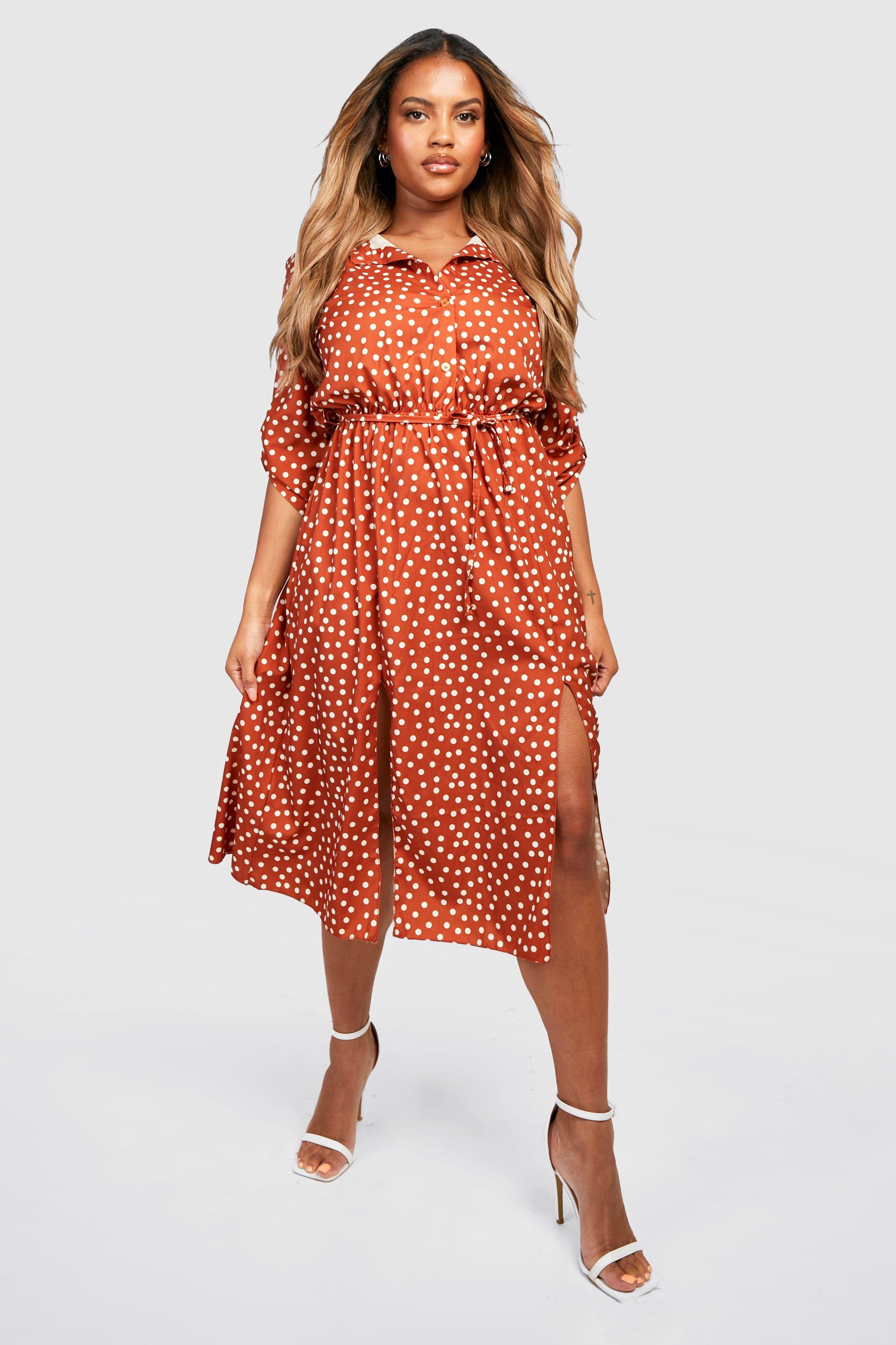 Burnt orange best sale polka dot dress