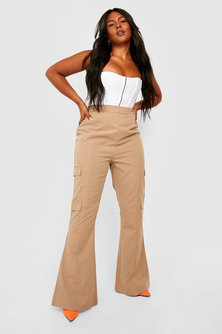 Stone Plus Cargo Pocket Side Flared Trousers image number 1