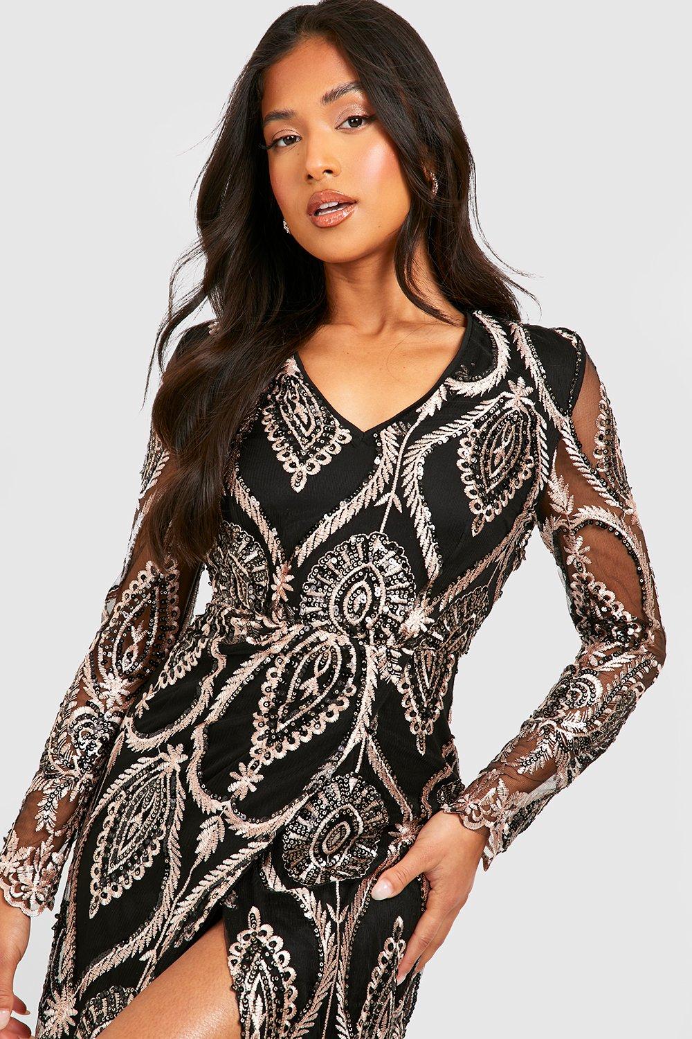 Gold sequin dress clearance boohoo