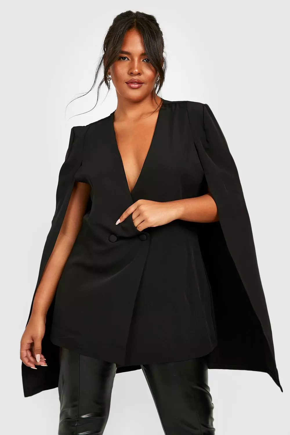 Black longline cape outlet blazer