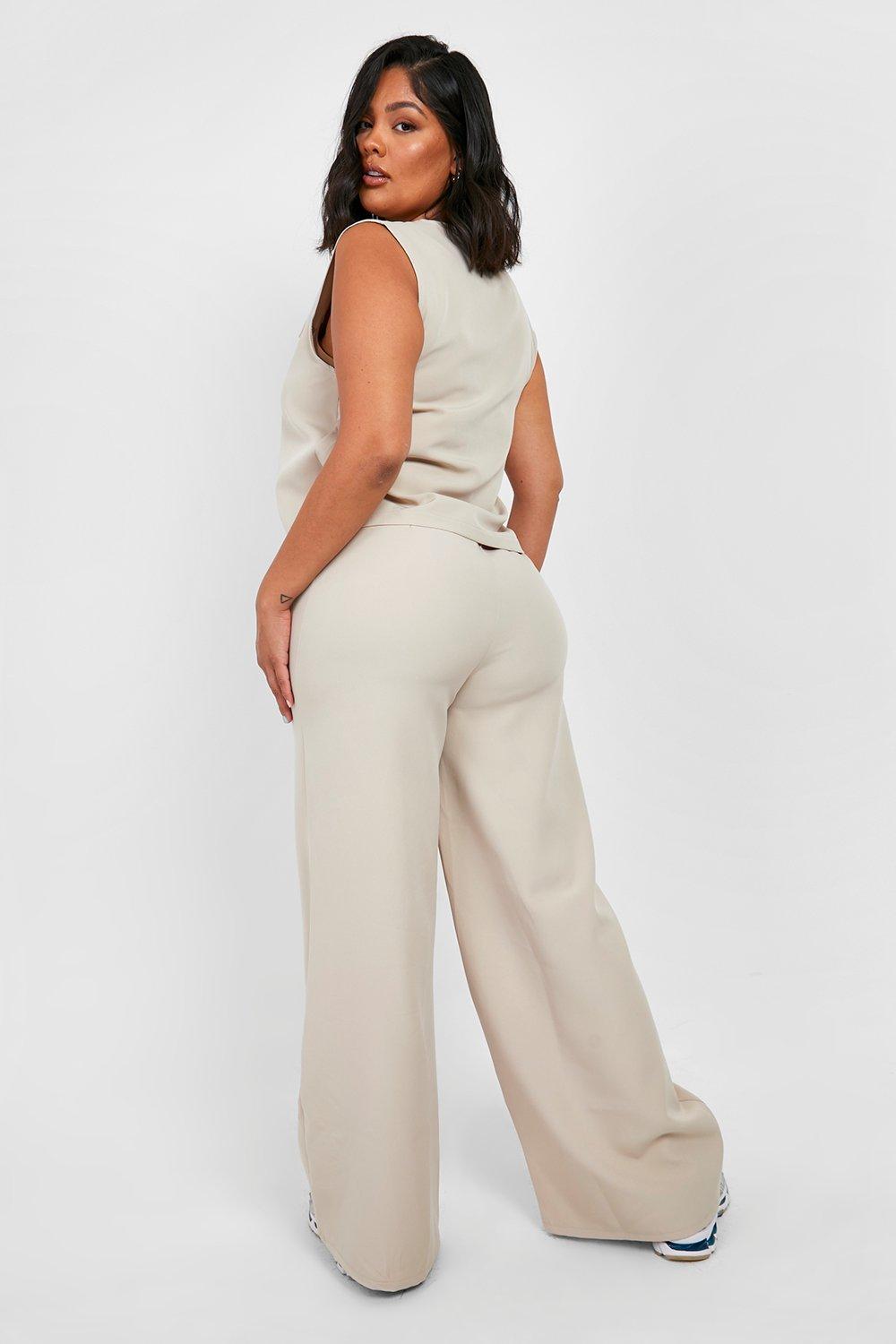 Plus Button Pocket Dress Pants