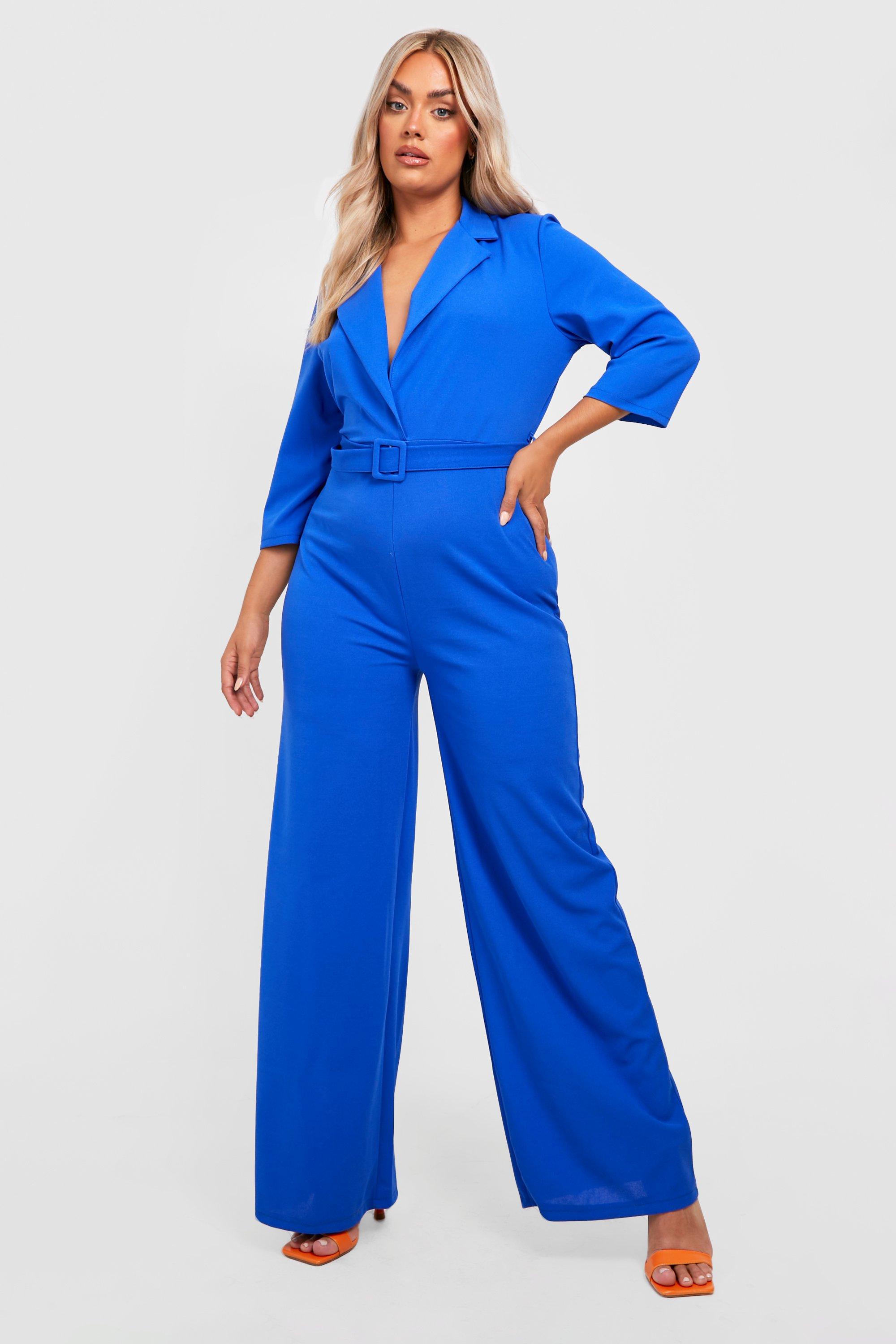 Blue jumpsuit hot sale with blazer