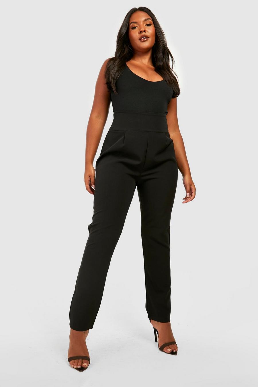 Black Plus High Waisted Woven Culottes image number 1