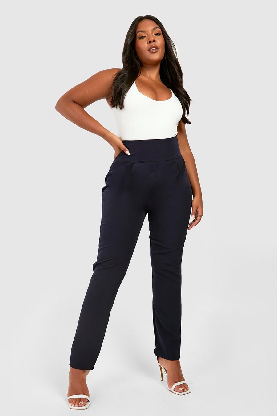 Navy Plus High Waisted Woven Culottes image number 1