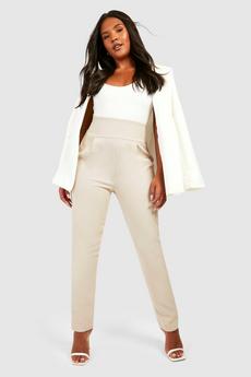 boohoo taupe Plus High Waisted Woven Culottes