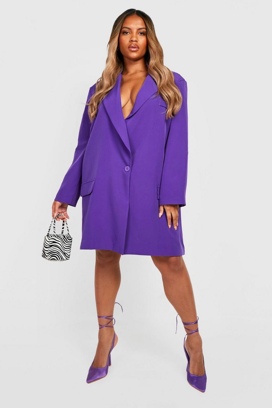 Jewel purple Plus Extreme Oversized Blazer Dress 