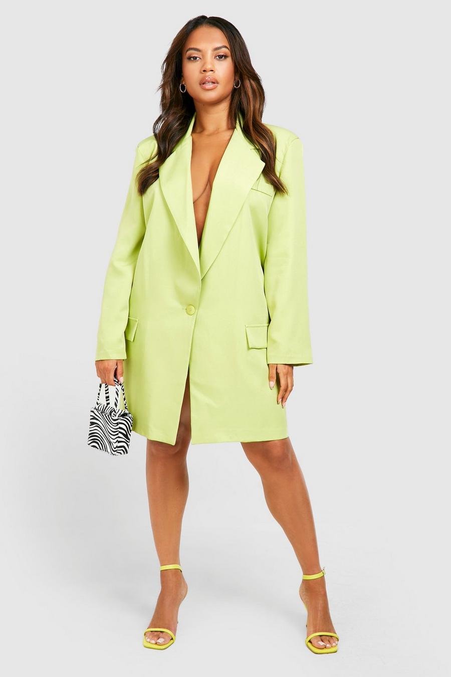Vestido americana Plus súper oversize, Lime verde