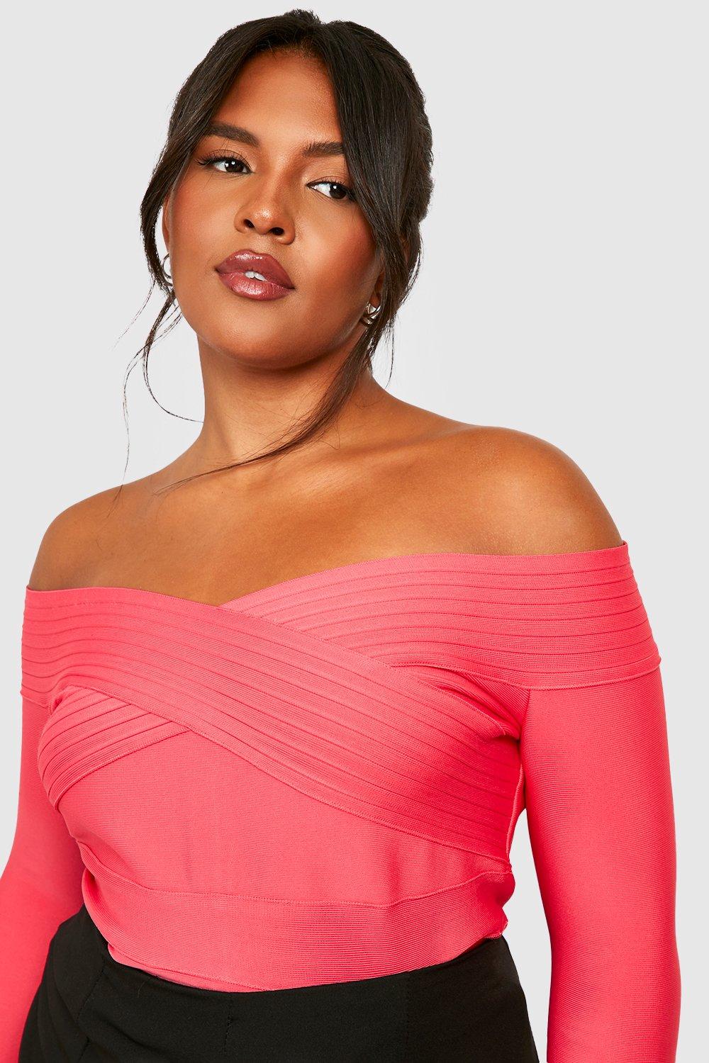 Red off the online shoulder top plus size