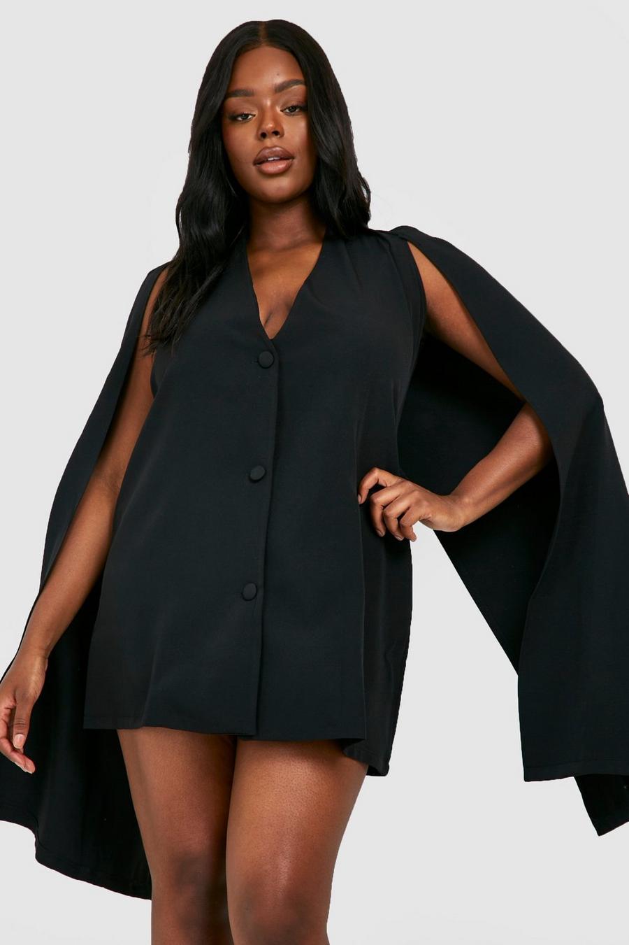 Black Plus Cape Sleeve Blazer Dress image number 1