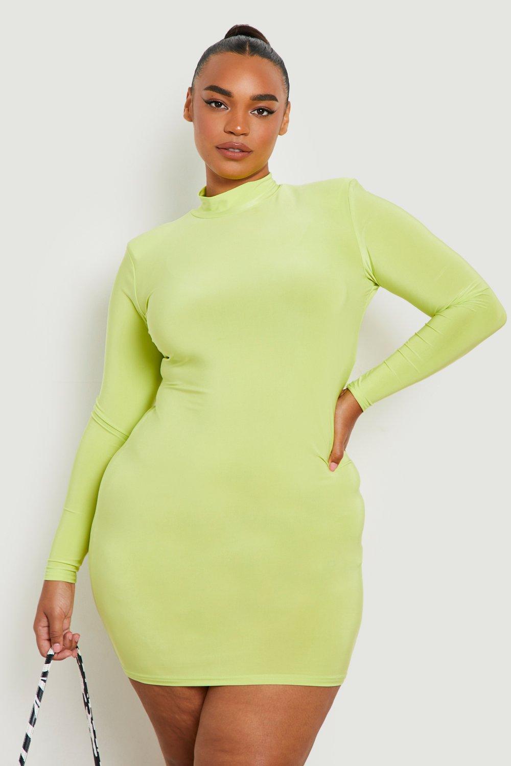 Plus Shoulder Pad Slinky Bodycon Dress boohoo