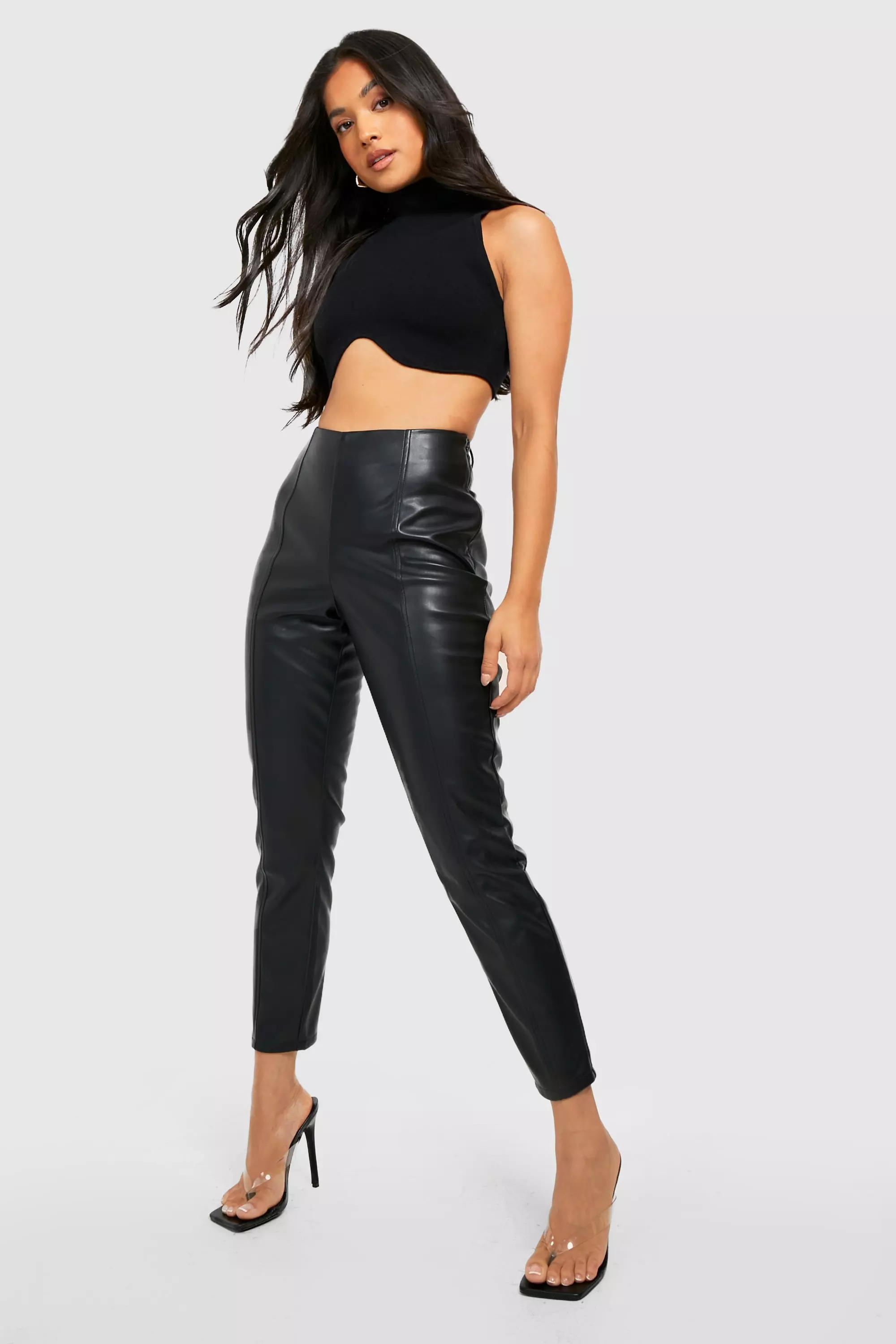 Petite pu clearance leggings