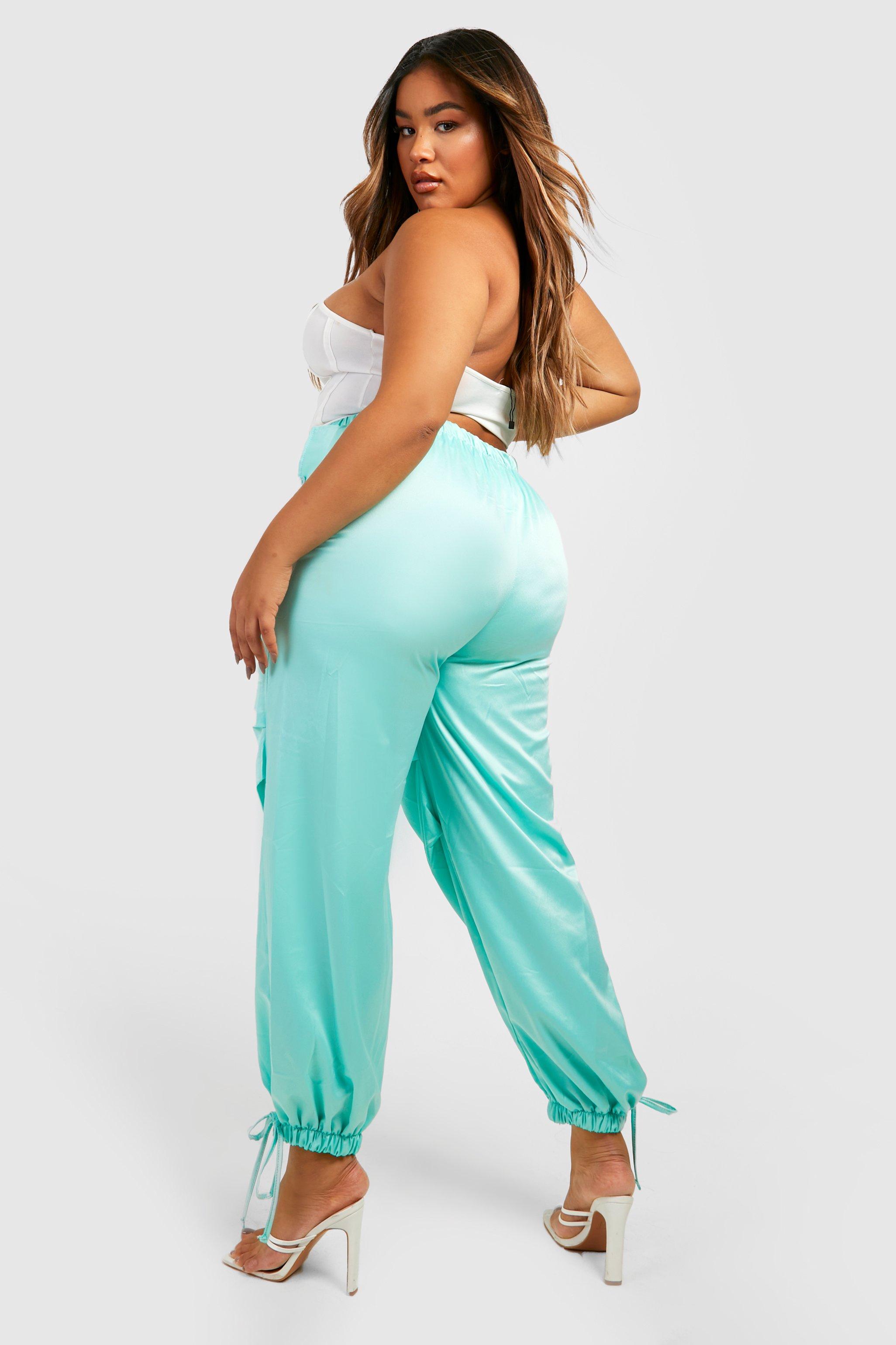 Plus size satin hot sale joggers