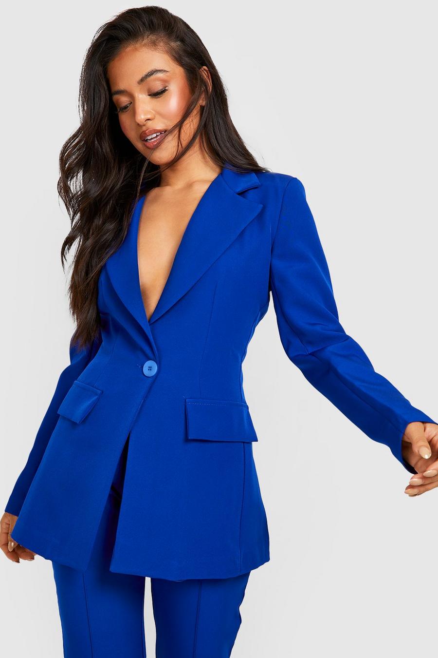 Navy Petite Single Breasted Tailored Blazer image number 1