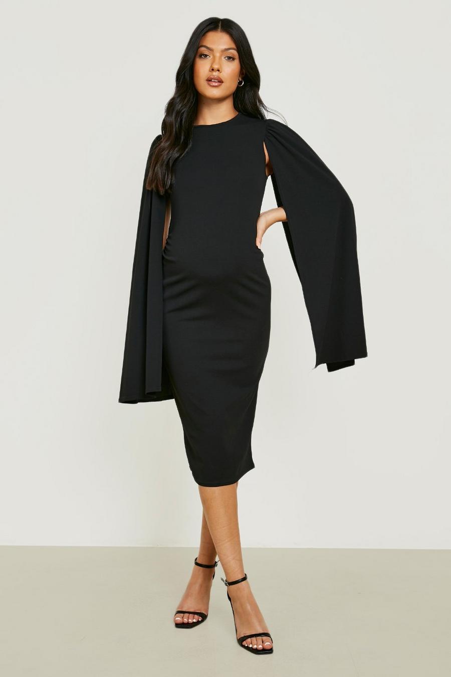 Black Mammakläder Midiklänning med cape image number 1