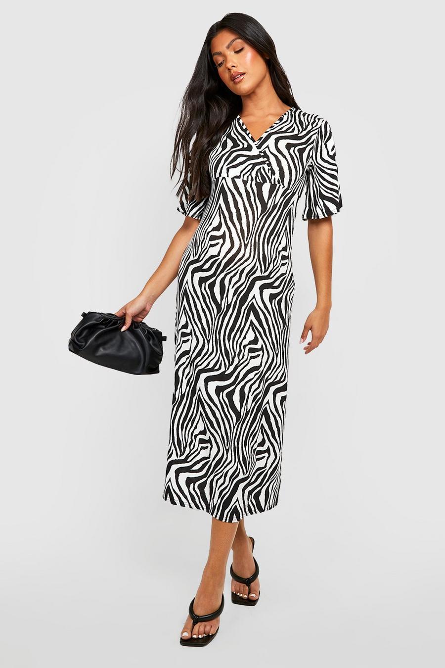 Black Maternity Zebra Midaxi Dress image number 1