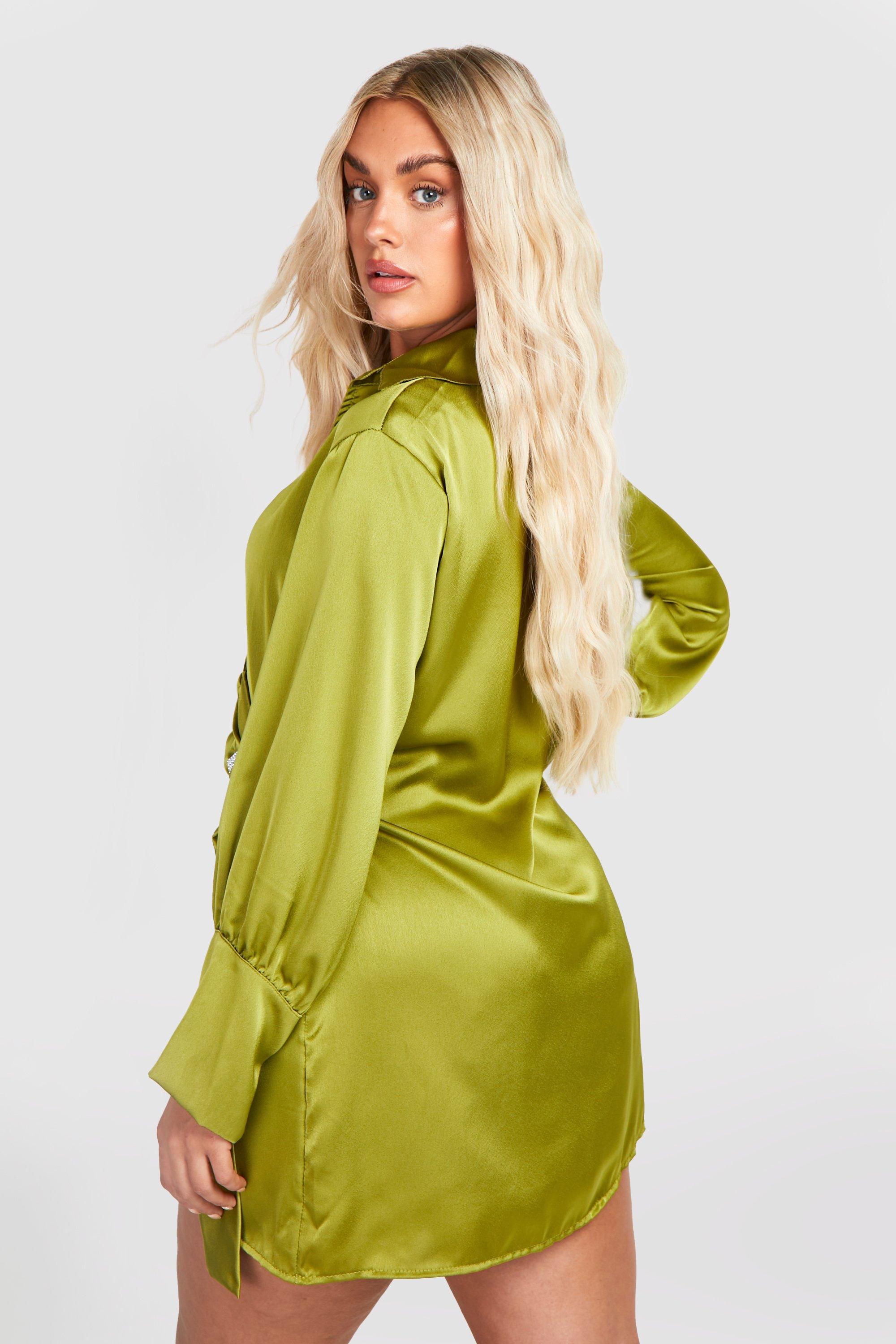 Satin wrap best sale shirt dress