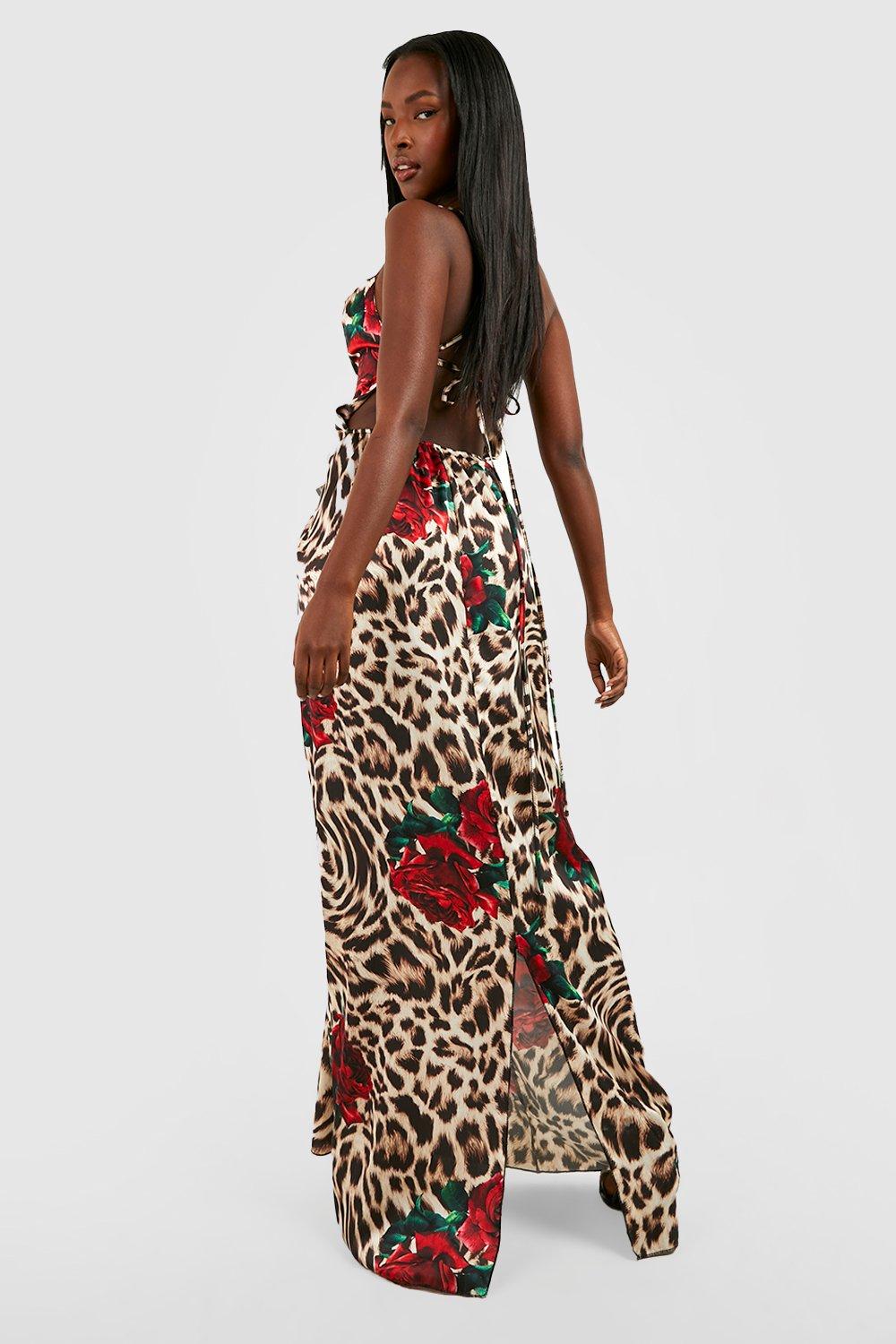 Leopard print and rose dress best sale