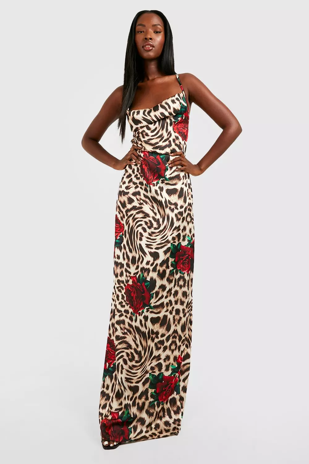 Leopard hotsell cowl dress