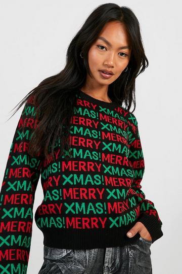 Merry Xmas Christmas Sweater black