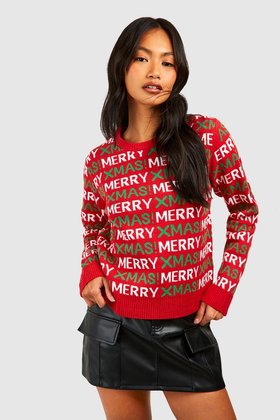 Red Merry Xmas Christmas Sweater image number 1