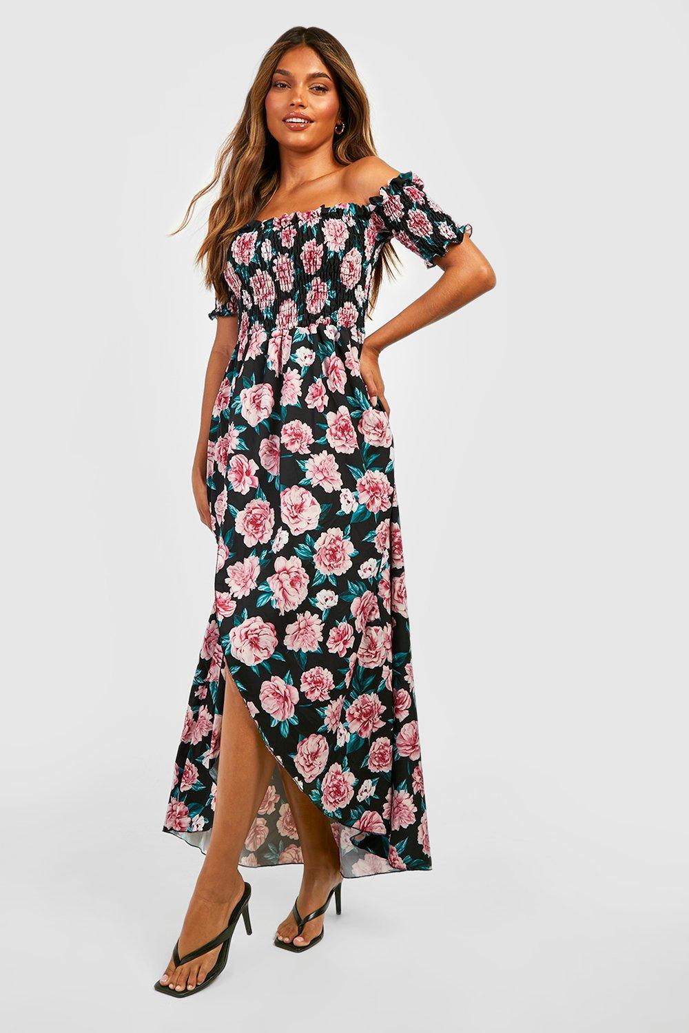 Boohoo off the shoulder hotsell maxi dress