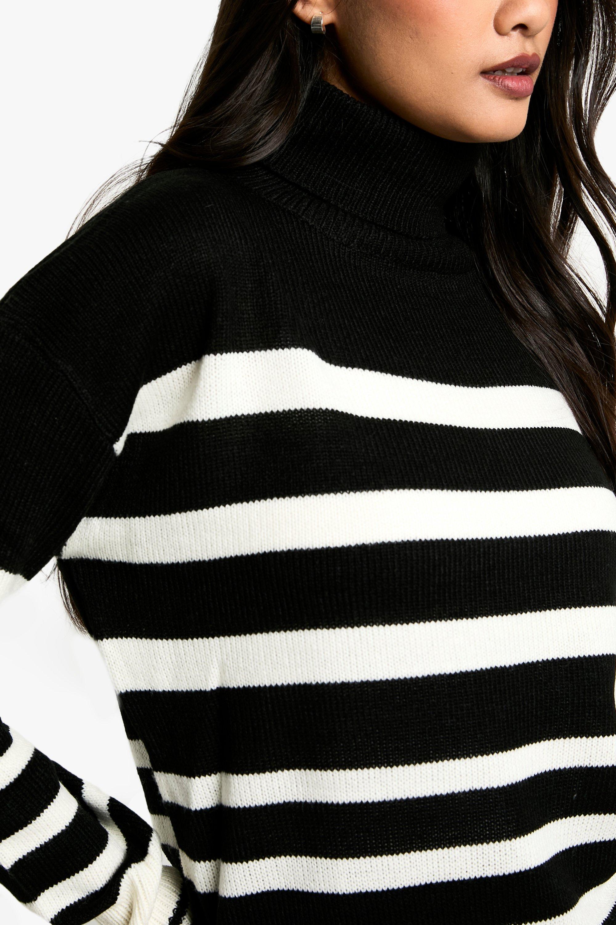 Black and white on sale striped roll neck