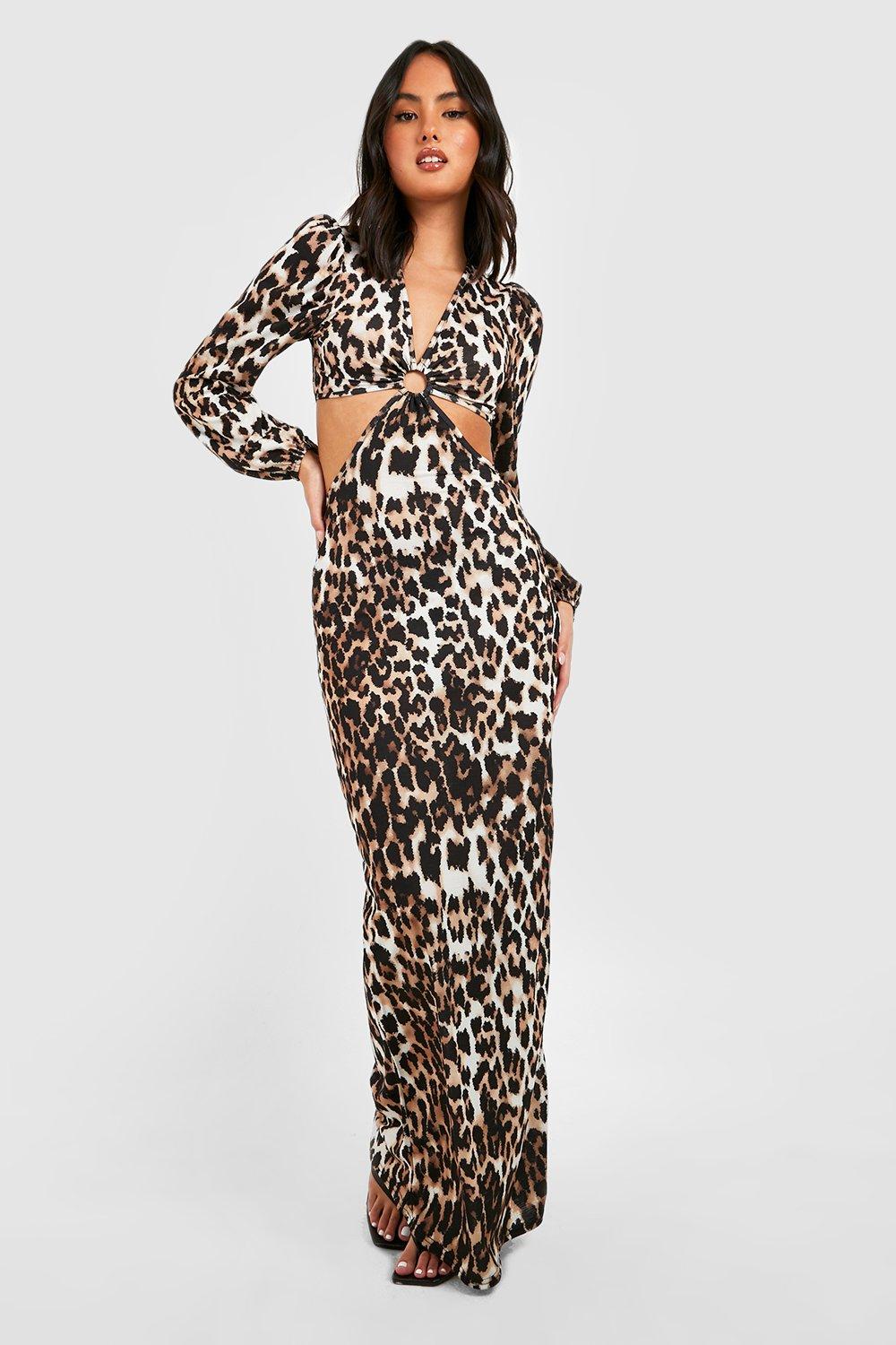 Leopard cut out discount dress