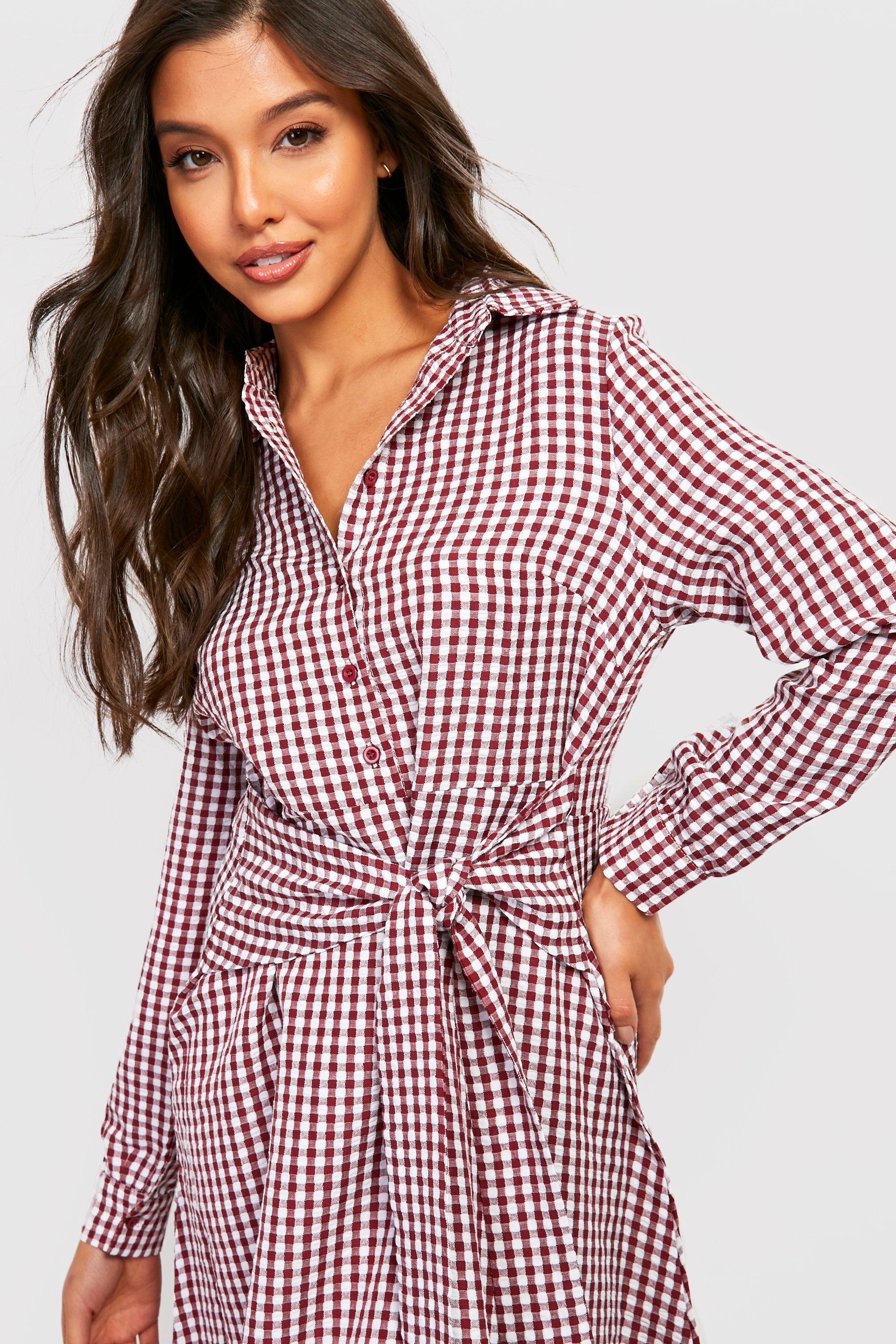 Gingham wrap dress best sale