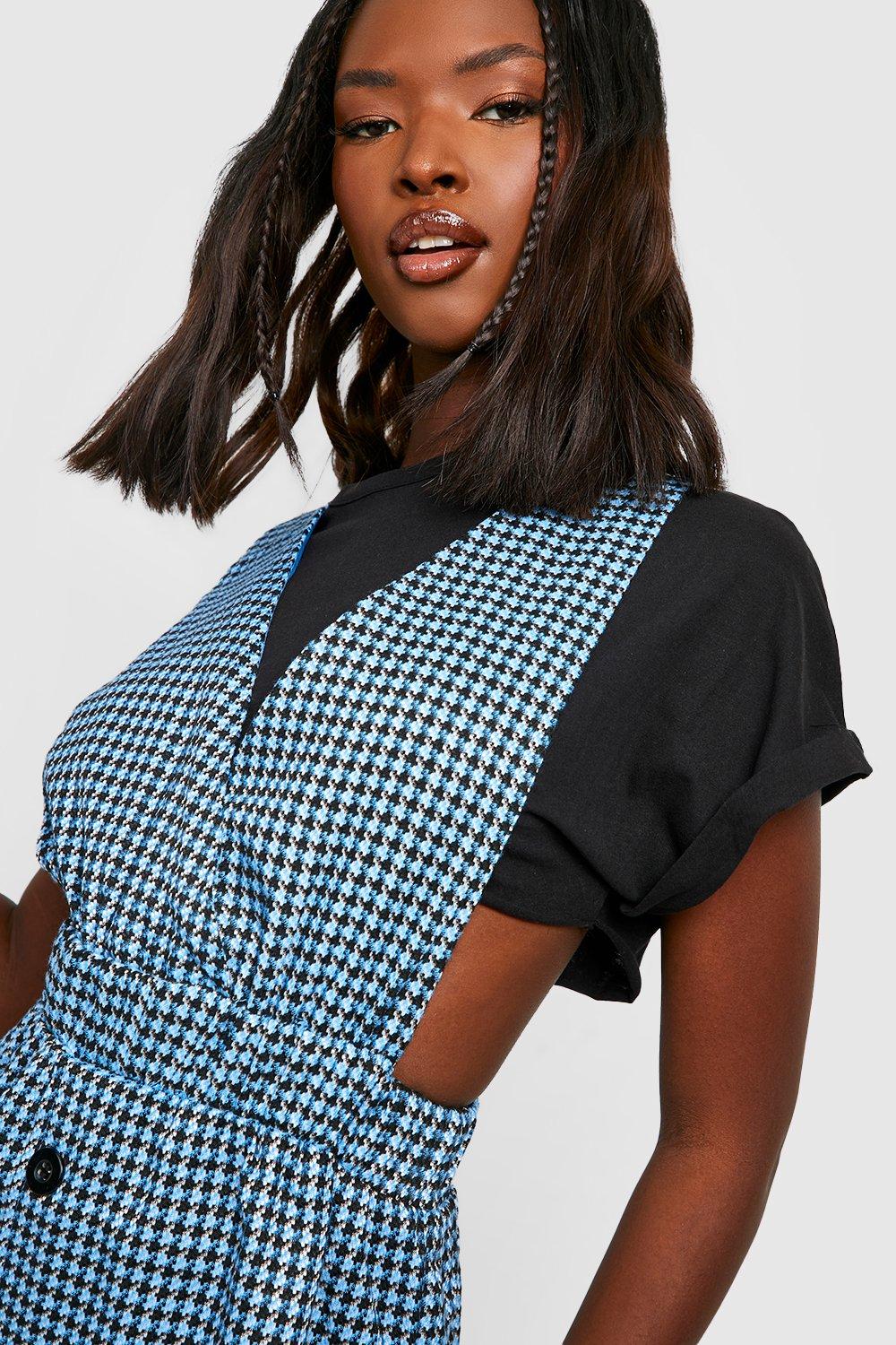 Dogtooth Scoop Neck Pinafore Dress