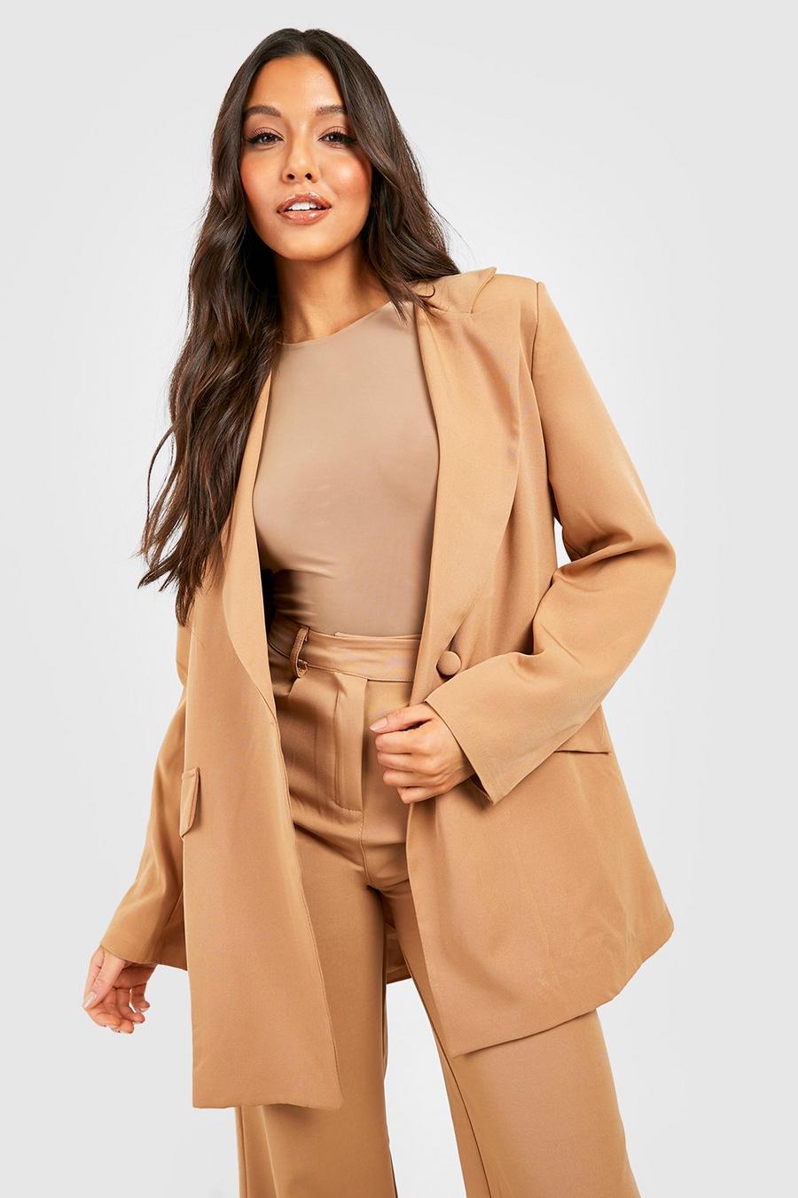 Camel beige Tonal Relaxed Fit Tailored Blazer