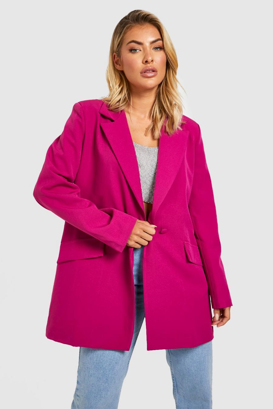 Magenta Color Pop Relaxed Fit Tailored Blazer image number 1