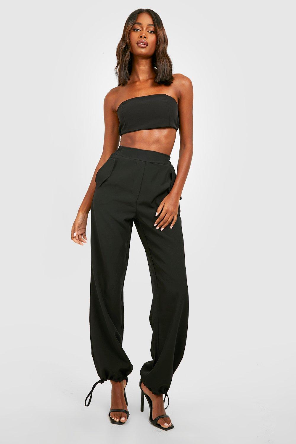 Black tie cheap waist joggers