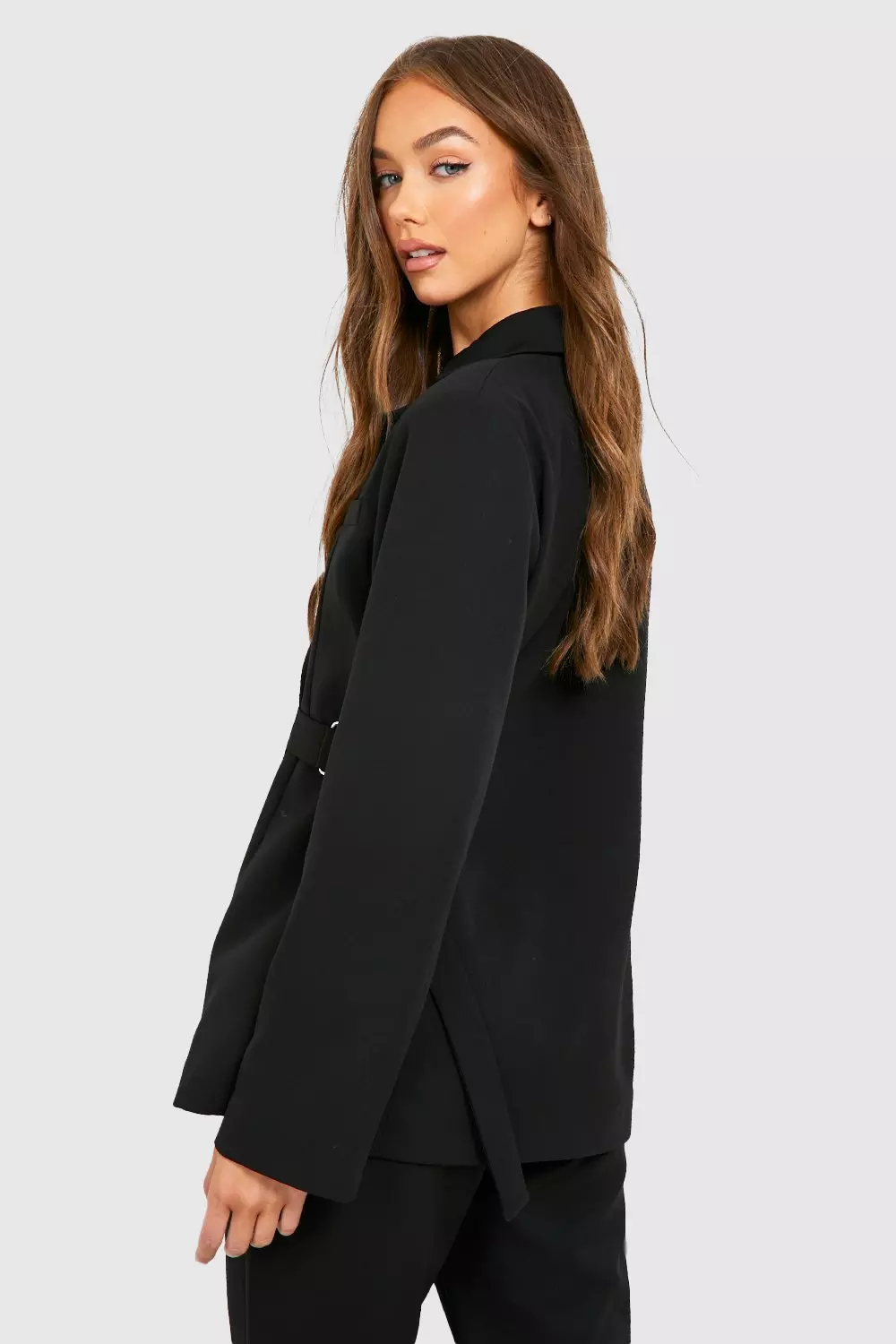 Black Tie Side Fitted Tailored Blazer alternative image