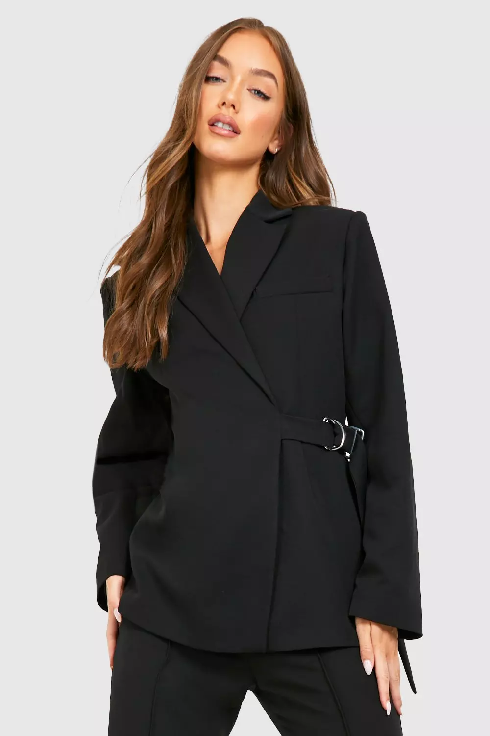 Black Tie Side Fitted Tailored Blazer alternative image
