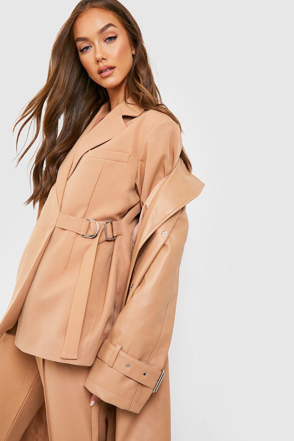 Boohoo camel blazer best sale