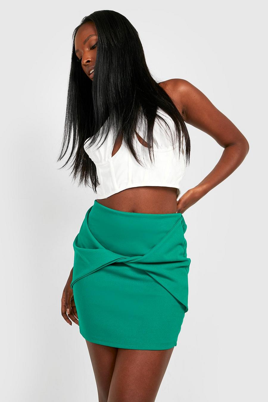 Emerald green Twisted Micro Mini Skirt