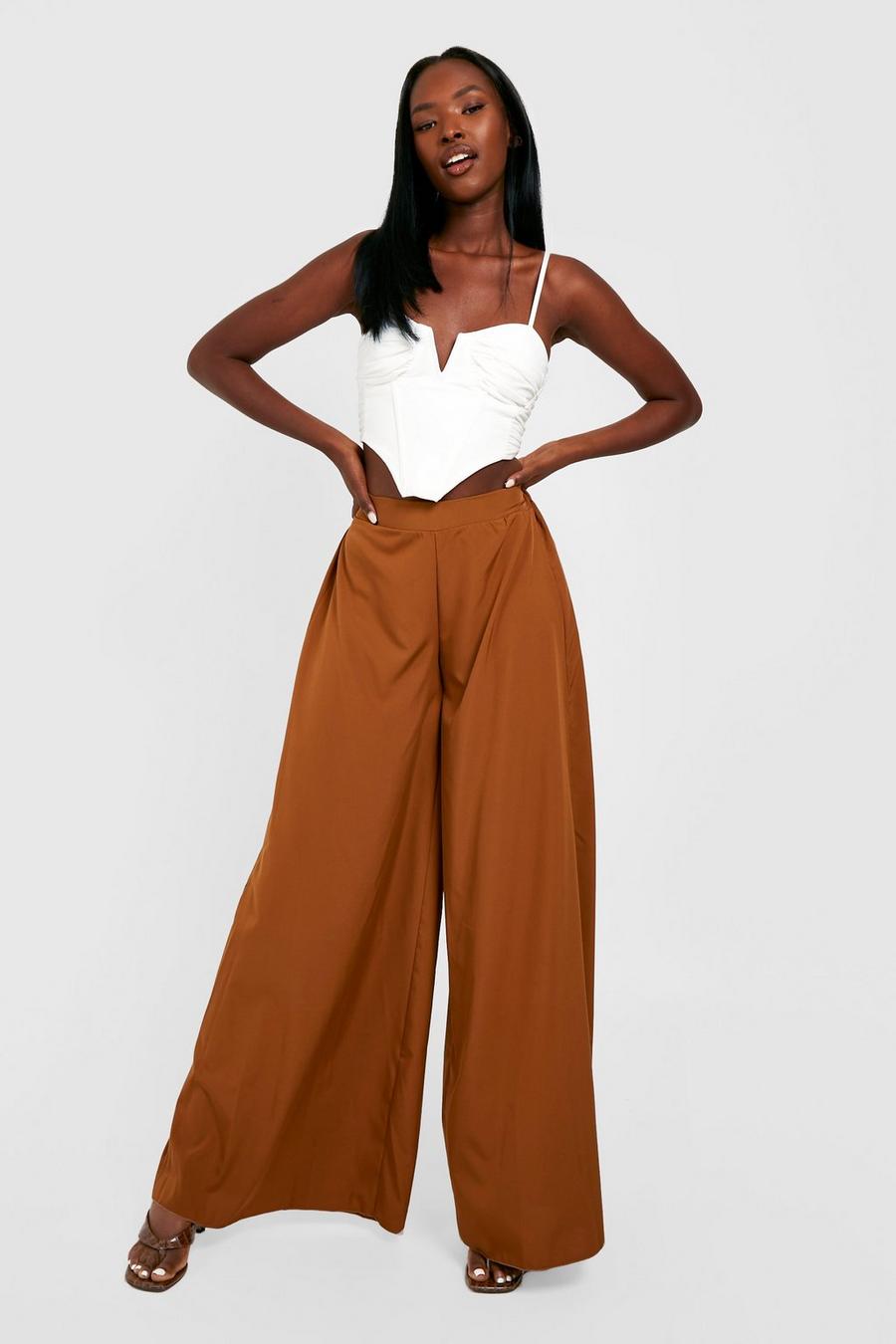 Brown Extreme Wide Leg Pants image number 1