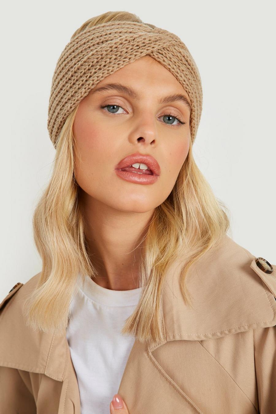 Oatmeal Chunky Cable Knit Headband image number 1