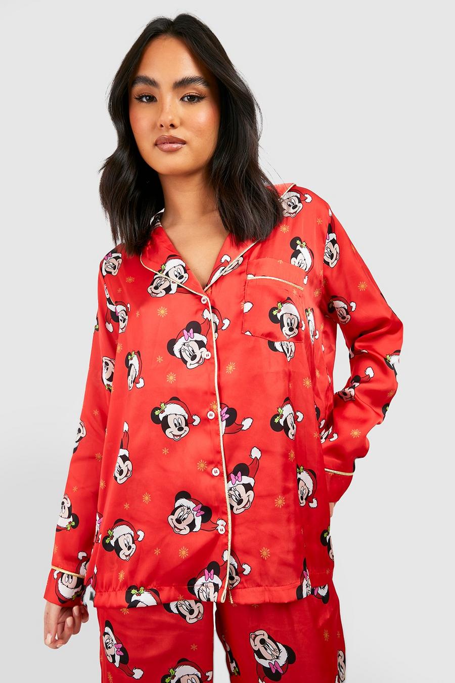 Red Disney Minnie Mickey Satin Pajama Pants Set image number 1