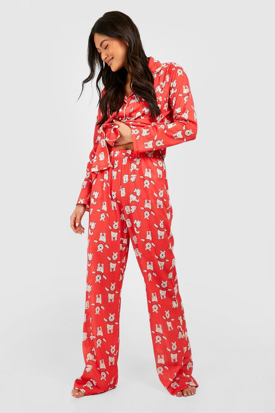 Red Disney Nalle Puh Pyjamas med knappar image number 1