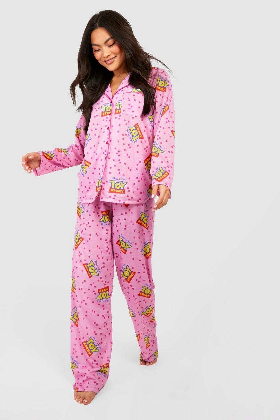 Pink Disney Toy Story Pyjamas med knappar och långbyxor image number 1