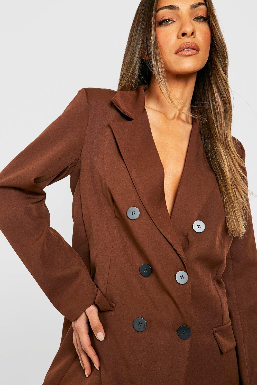 Contrast Button Double Breasted Blazer boohoo IE