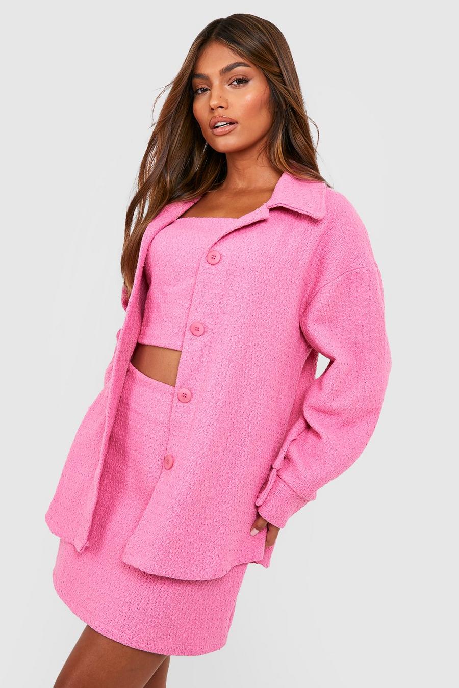 Candy pink Baggy Bouclé Long Line Tussenjas image number 1