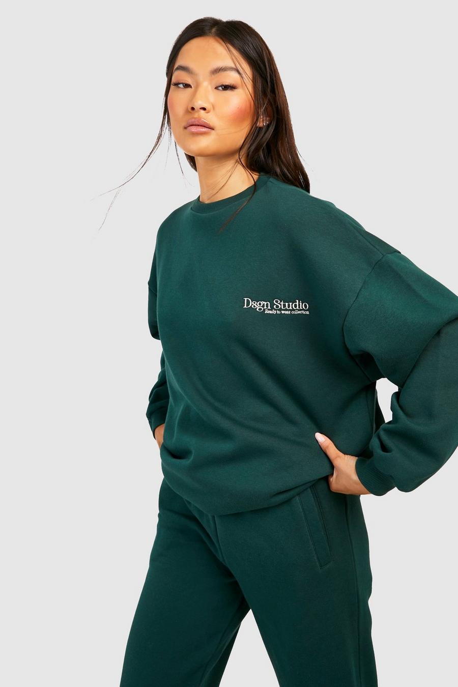 Green Embroidered Oversized Sweater image number 1