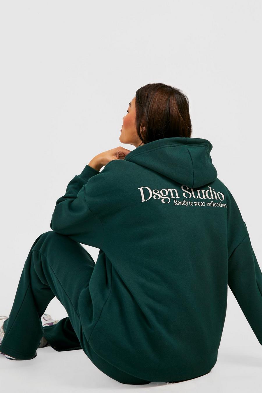 Green Embroidered Oversized Hoodie image number 1