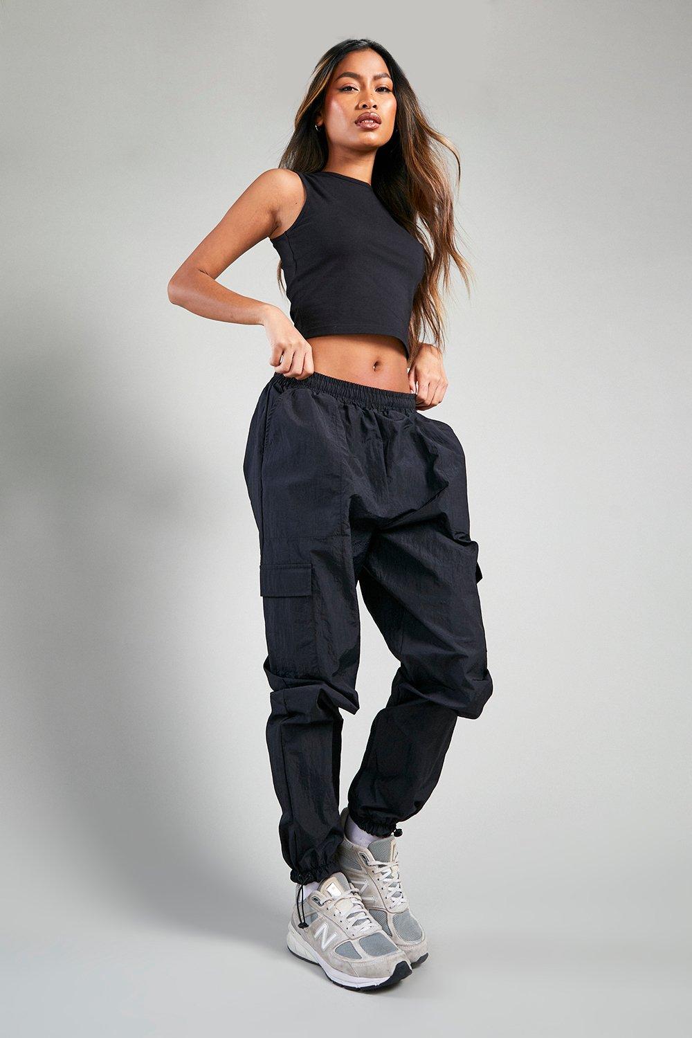 Black nylon joggers womens new arrivals